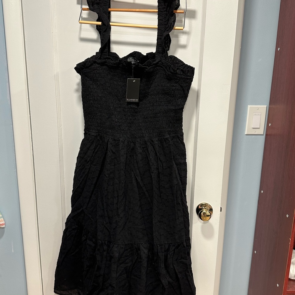 Black Textured Midi Dress